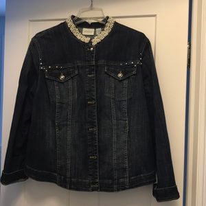 Chico’s Pearl Embellished Denim Jacket